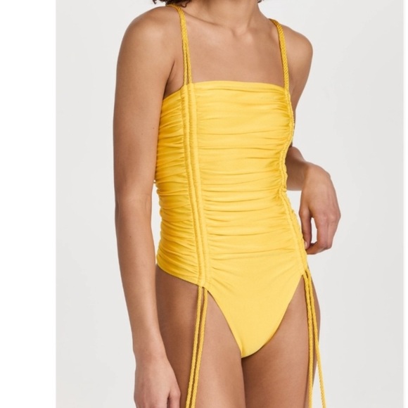 New! Baobab Ancla Ruched Swimsuit In Popcorn yellow nwot 24169 - Picture 3 of 14